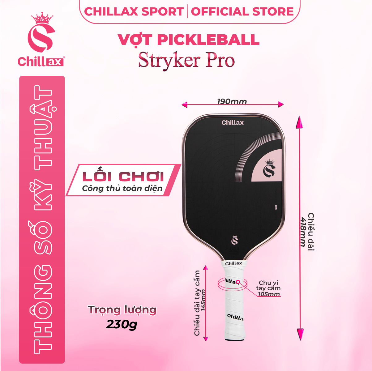 Vợt Pickleball Chillax Stryker Pro