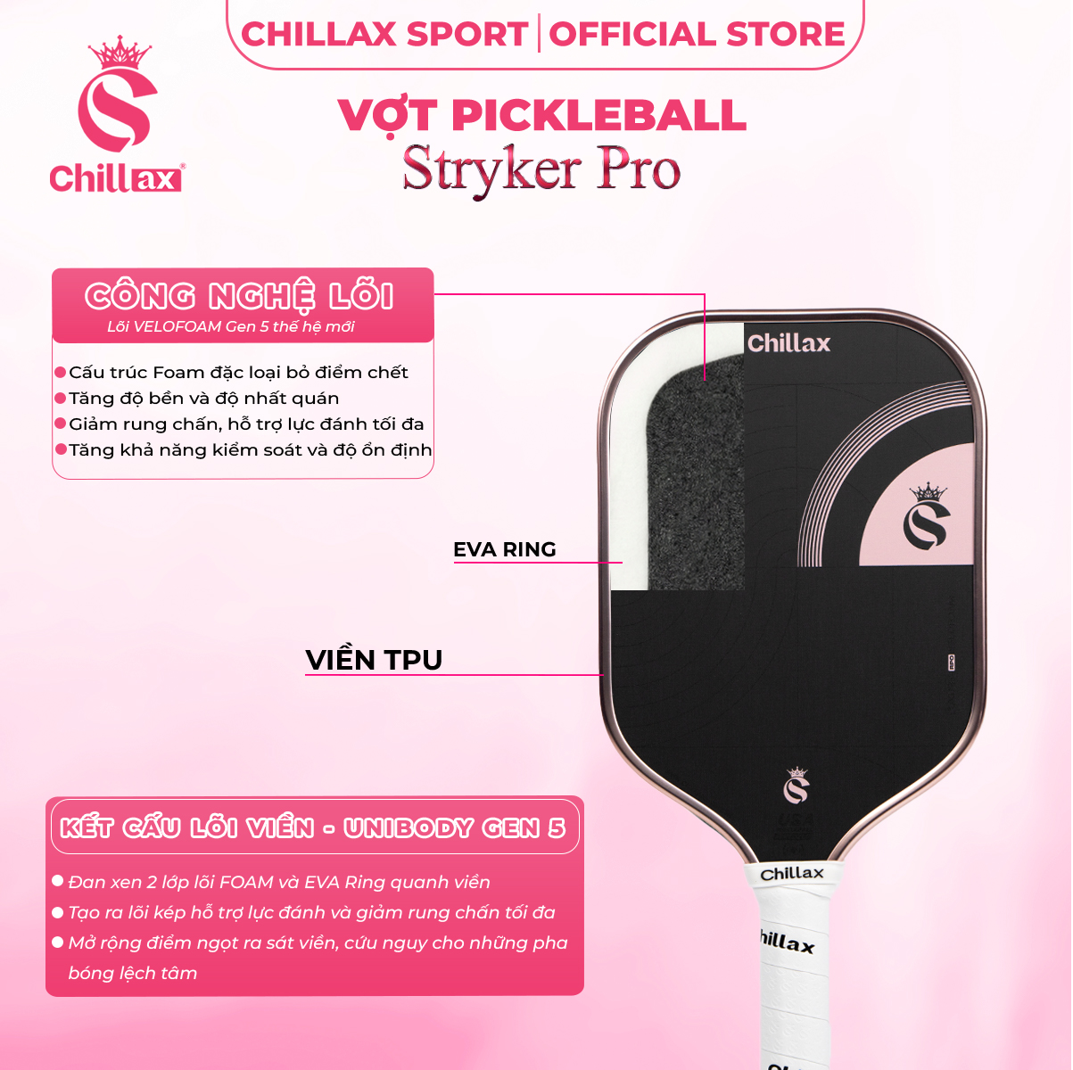 Vợt Pickleball Chillax Stryker Pro