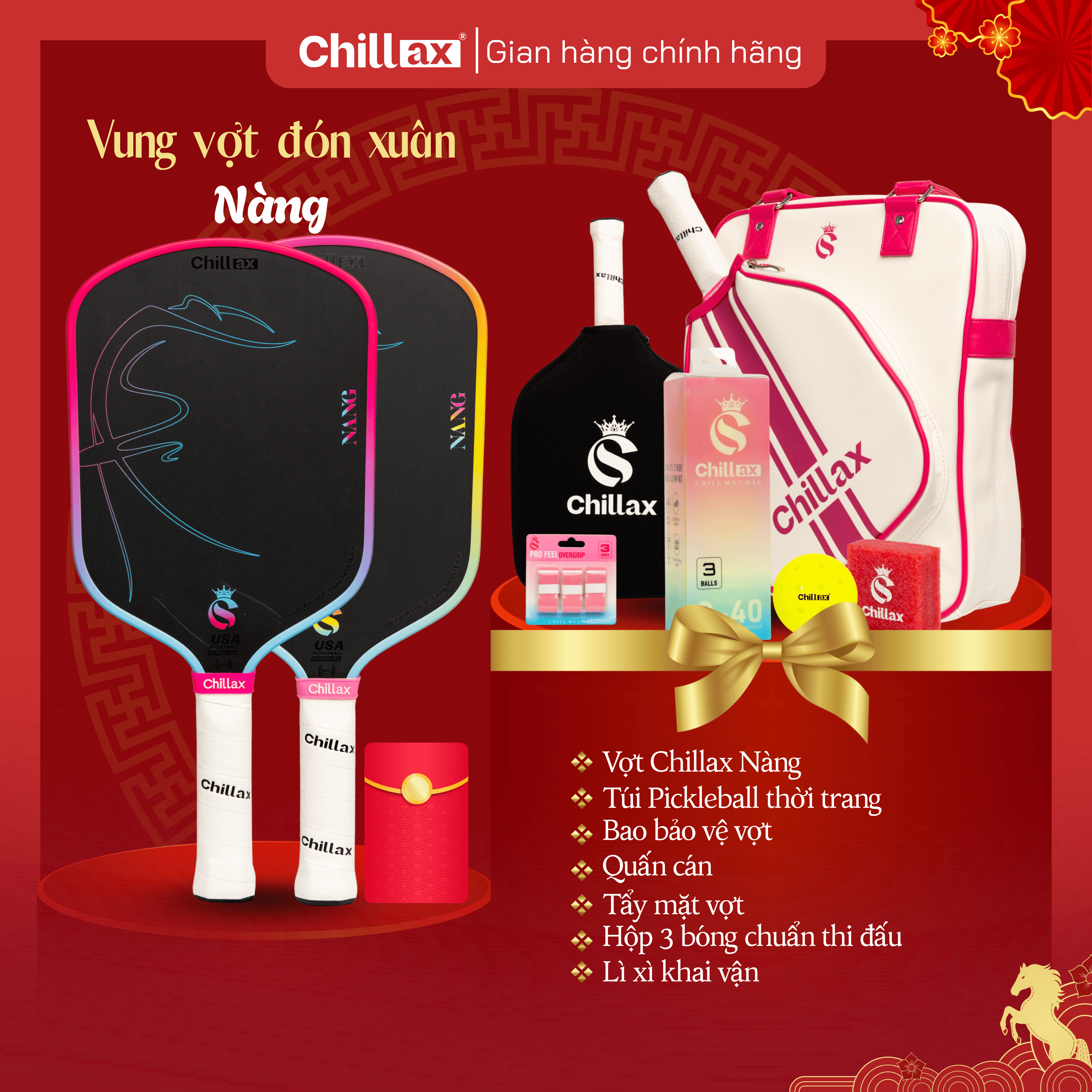 [COMBO TẾT 2026 - Mua 1 Tặng 5] Vợt Pickleball Fairy Summer Tặng Full Phụ Kiện Chillax Chính Hãng Kèm Lì Xì Khai Vận