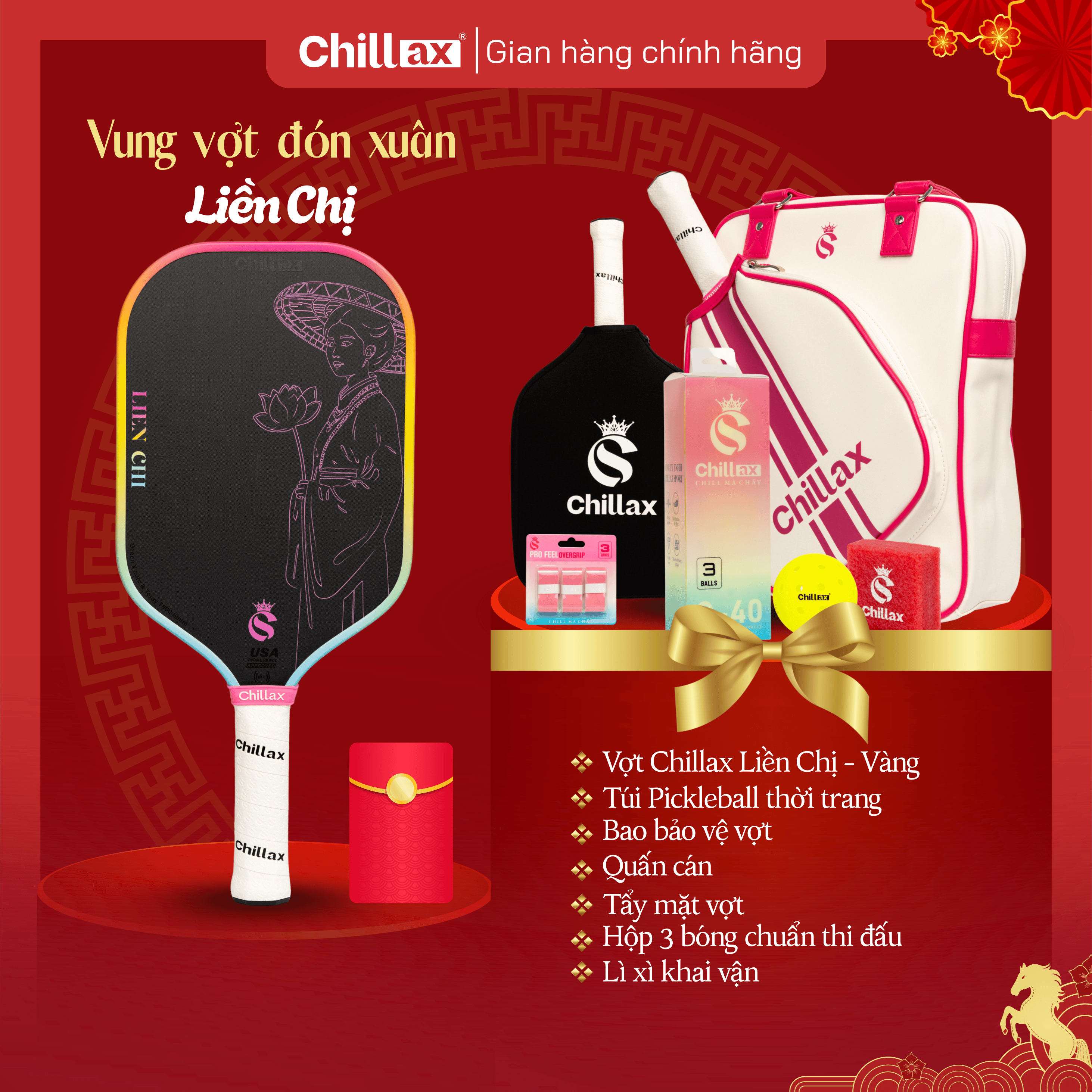 [COMBO TẾT 2026 - Mua 1 Tặng 5] Vợt Pickleball Fairy Summer Tặng Full Phụ Kiện Chillax Chính Hãng Kèm Lì Xì Khai Vận