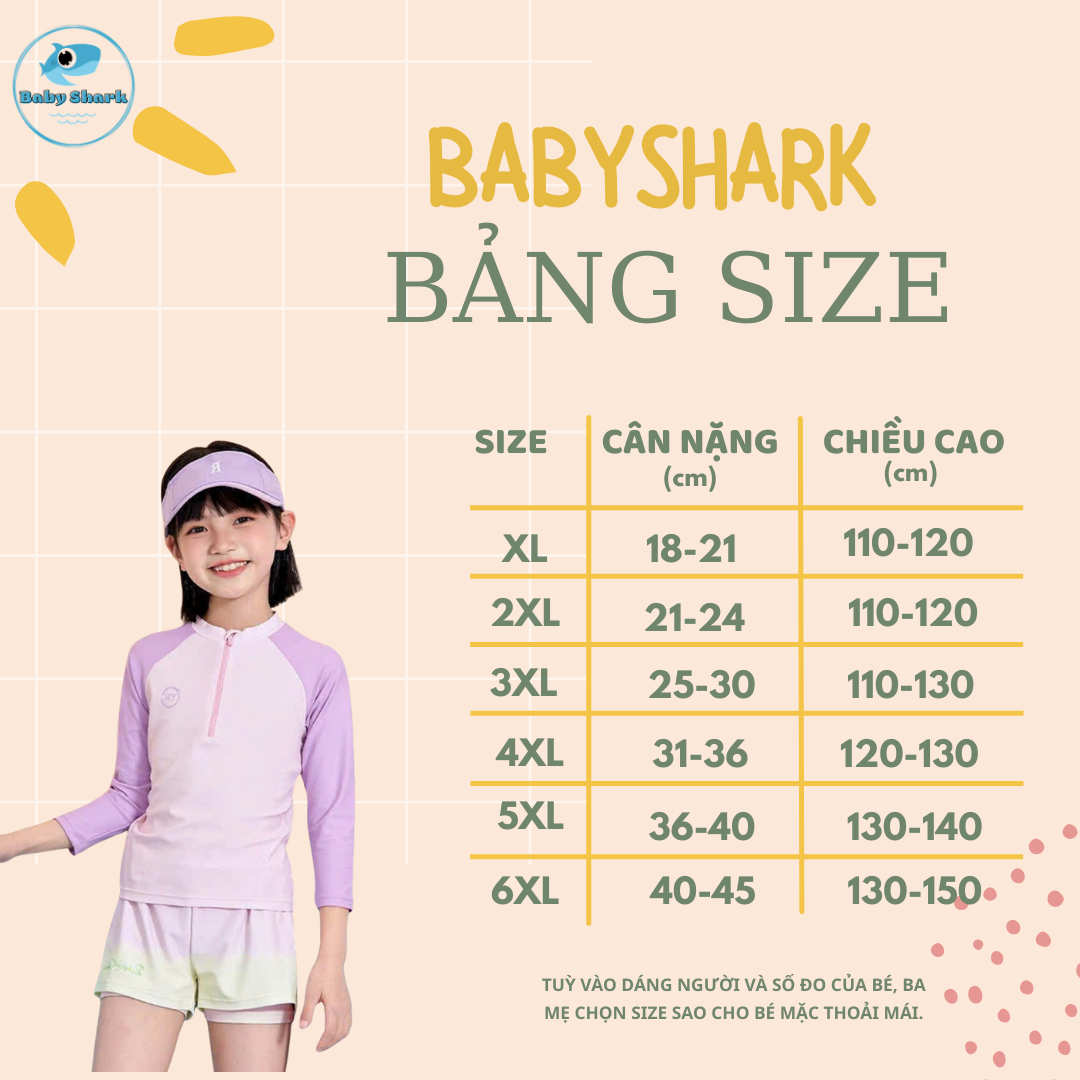 G57 - Set bơi tay dài quần đùi bé gái image 3