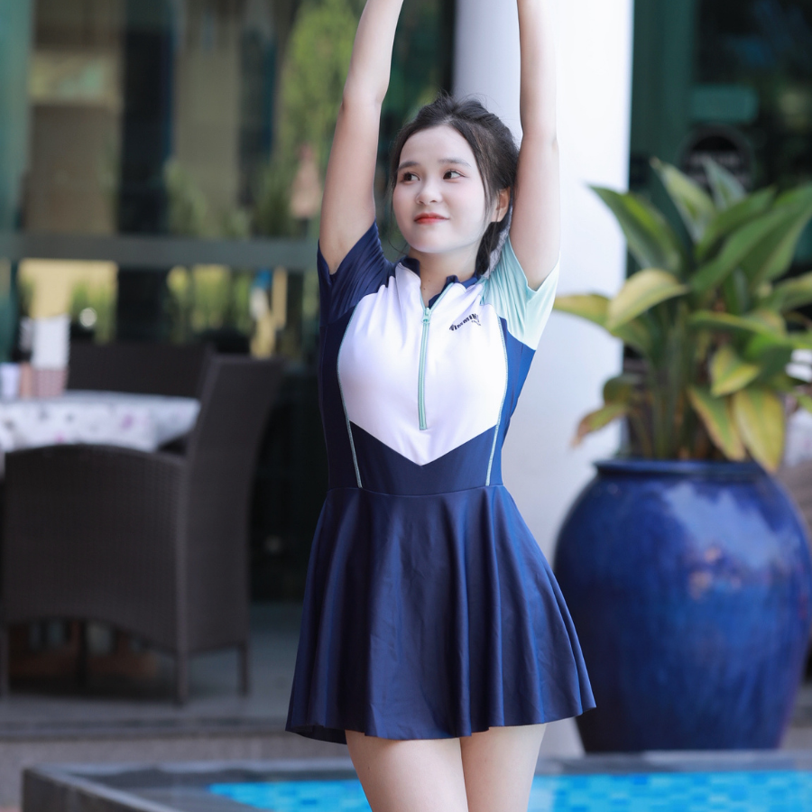 Váy Bơi Liền Thân SwimBros S16 – Vải Lụa Hàn Quốc Cao Cấp, Kín Đáo