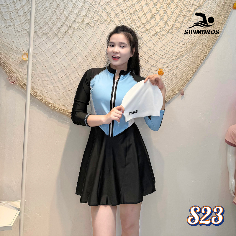 Bộ Đồ Bơi Nữ Tay Dài Kiểu Váy SwimBros S23 – Chống Nắng, Che Khuyết Điểm image 1