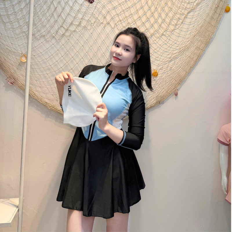 Bộ Đồ Bơi Nữ Tay Dài Kiểu Váy SwimBros S23 – Chống Nắng, Che Khuyết Điểm image 2
