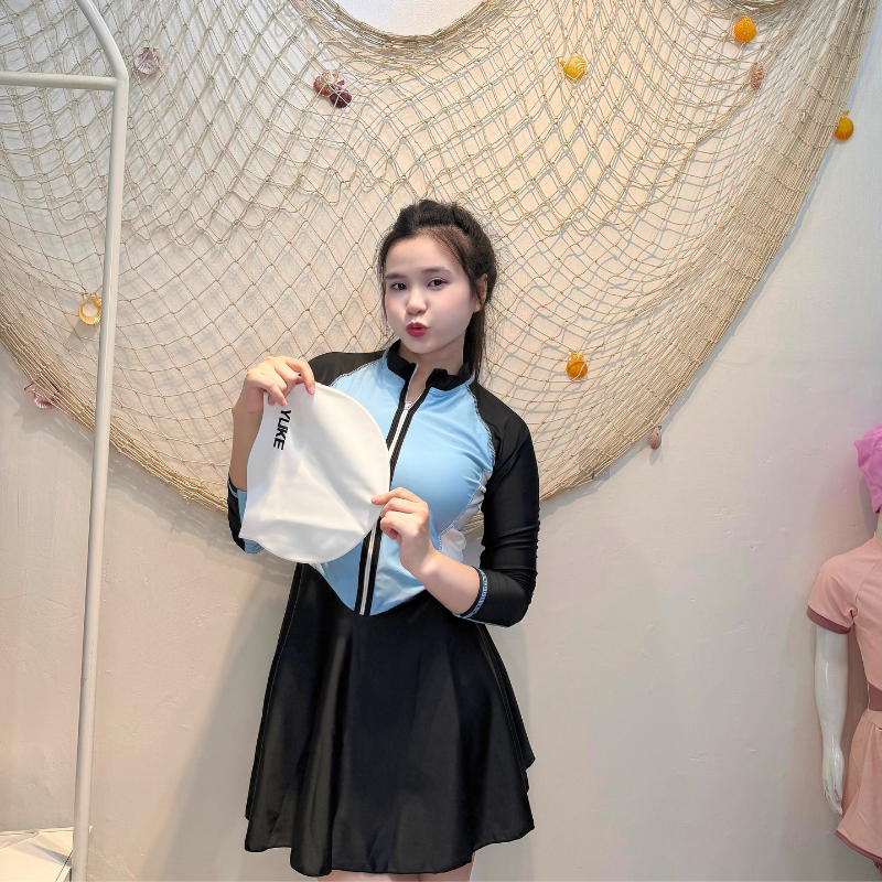 Bộ Đồ Bơi Nữ Tay Dài Kiểu Váy SwimBros S23 – Chống Nắng, Che Khuyết Điểm image 3