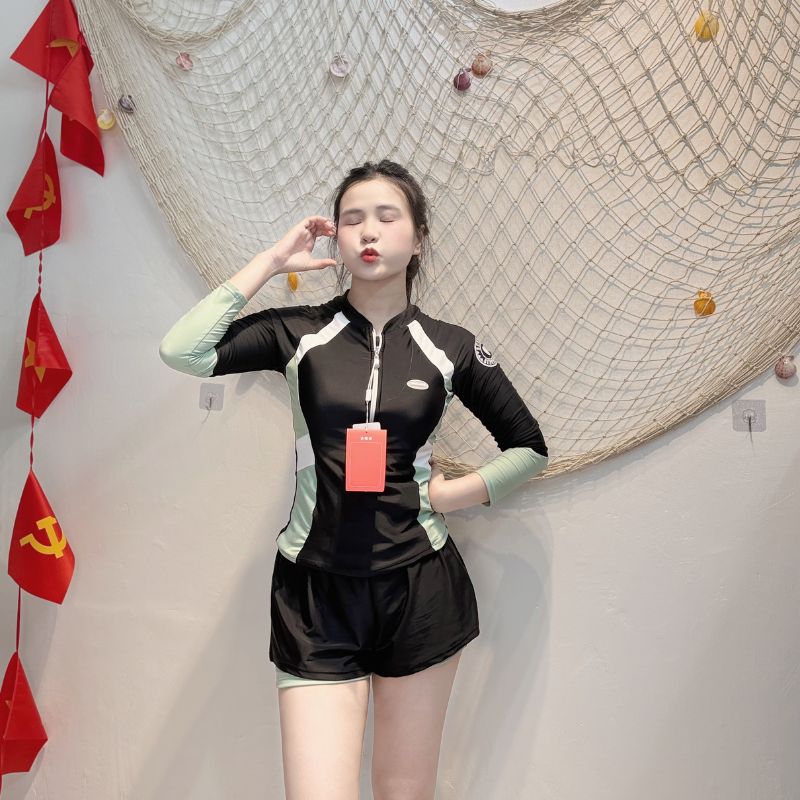 Đồ Bơi Nữ Tay Dài Chống Lạnh SwimBros S51 – Vải Polyester Cao Cấp, Co Giãn 4 Chiều