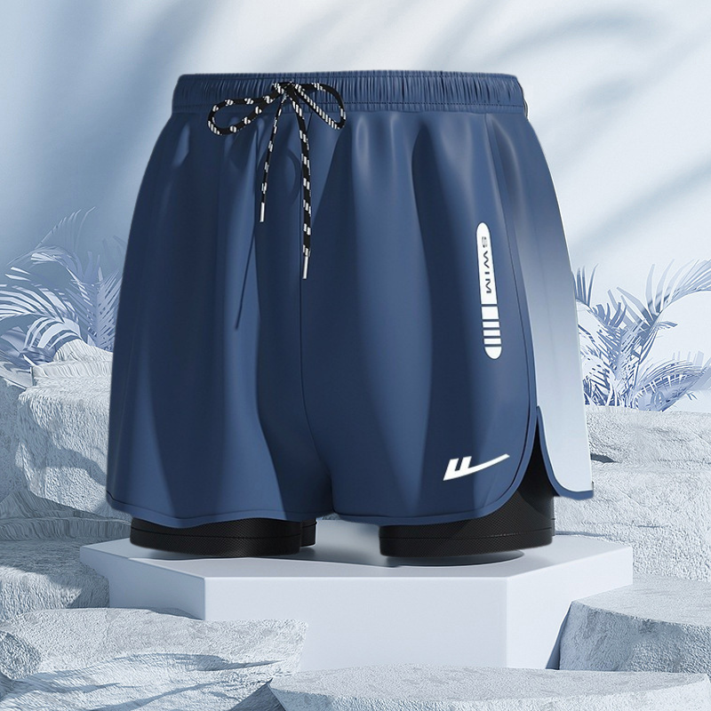 B6 - Quần bơi nam 2 lớp Xanh Swimbros