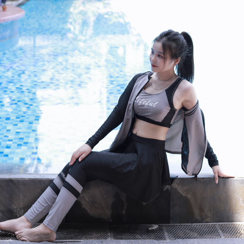 S3 - Set bơi nữ tay dài quần dài cao cấp image 3