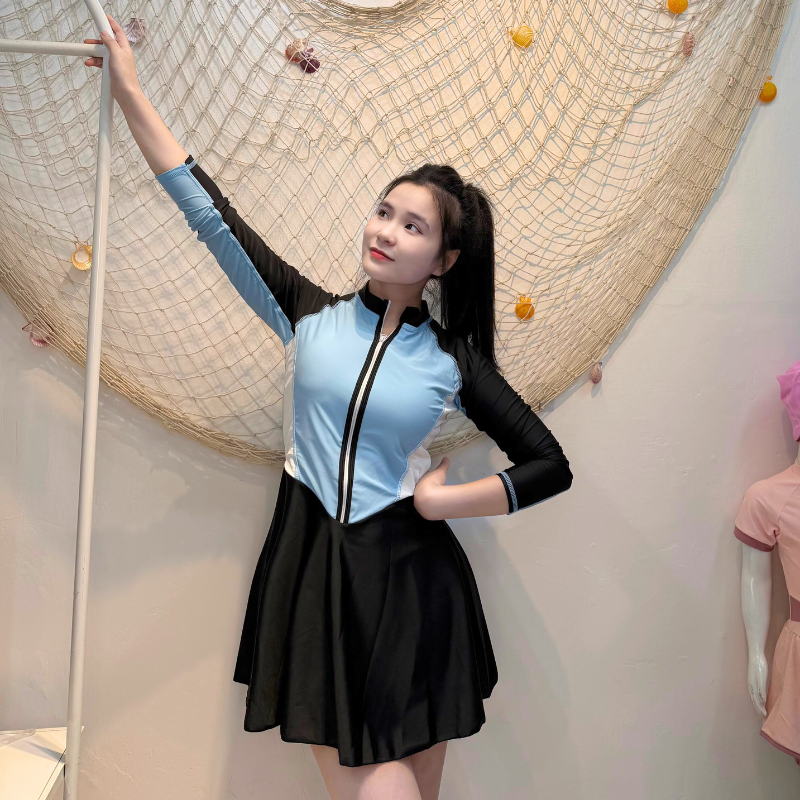 Bộ Đồ Bơi Nữ Tay Dài Kiểu Váy SwimBros S23 – Chống Nắng, Che Khuyết Điểm image 4