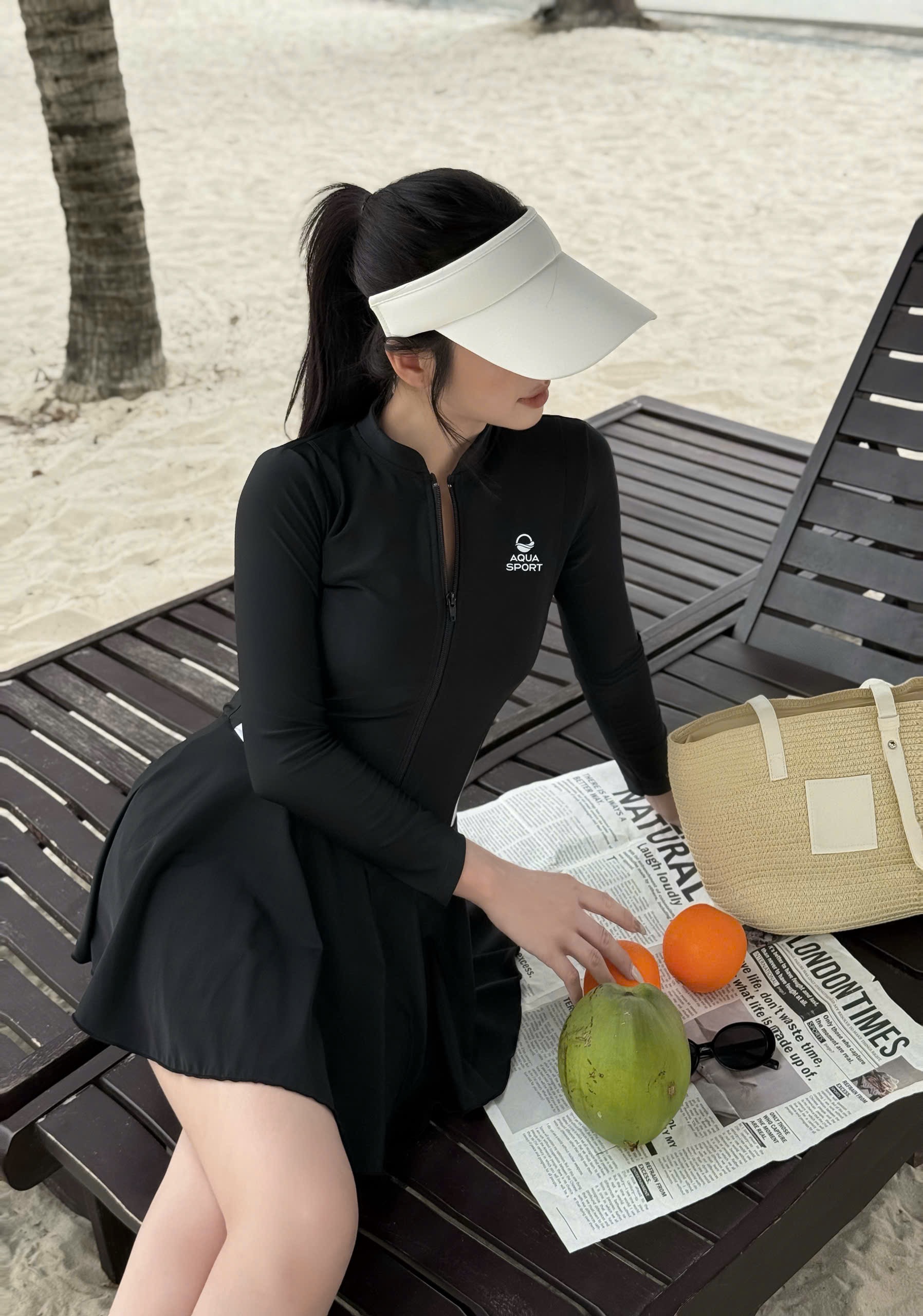 S36 Váy Bơi Thể Thao Nữ Swimbros Dài Tay - Có Khóa Zip Kháng Tia UV Tôn Dáng image 6