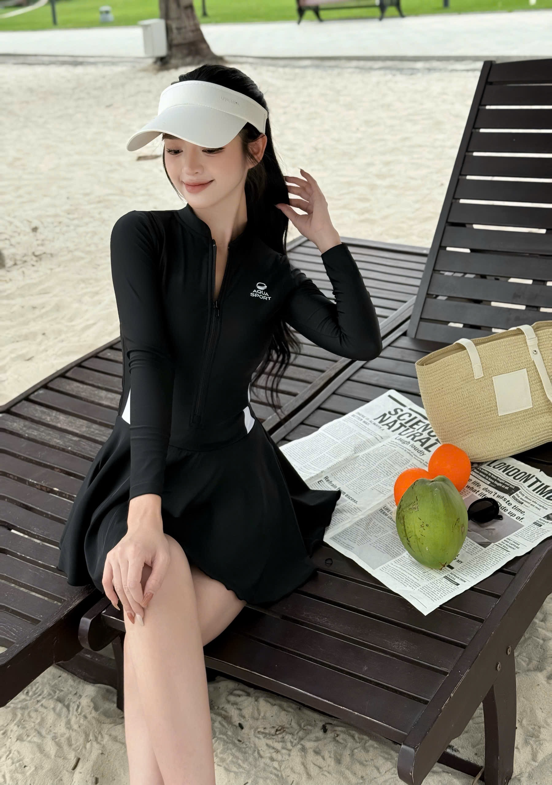 S36 Váy Bơi Thể Thao Nữ Swimbros Dài Tay - Có Khóa Zip Kháng Tia UV Tôn Dáng image 7