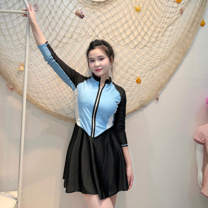 Bộ Đồ Bơi Nữ Tay Dài Kiểu Váy SwimBros S23 – Chống Nắng, Che Khuyết Điểm
