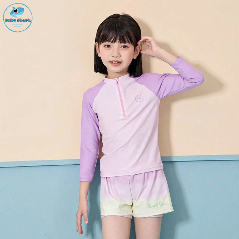 G57 - Set bơi tay dài quần đùi bé gái image 2