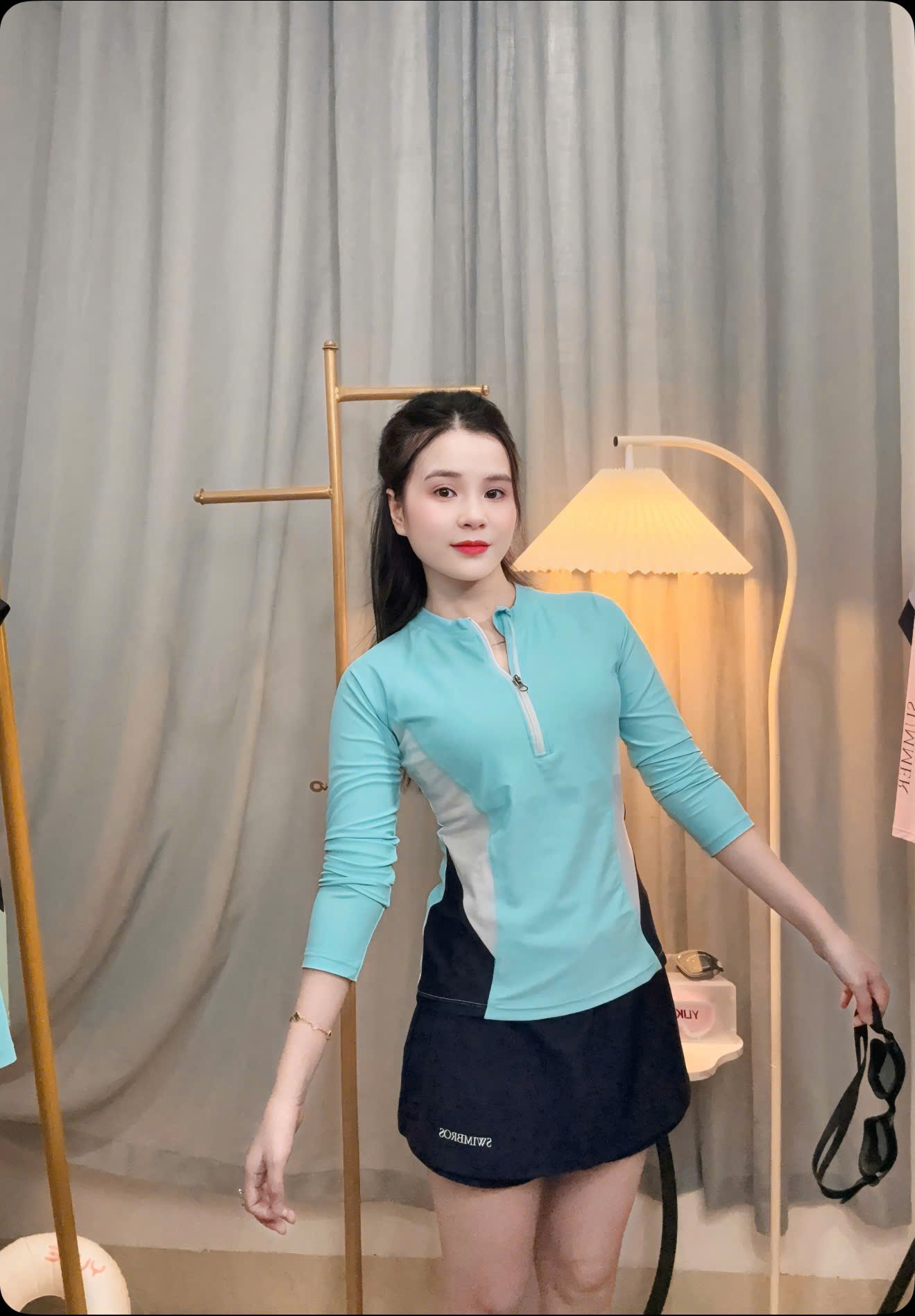 S46 - Set Bơi Nữ Tay Dài Quần Giả Váy - SWIMBROS