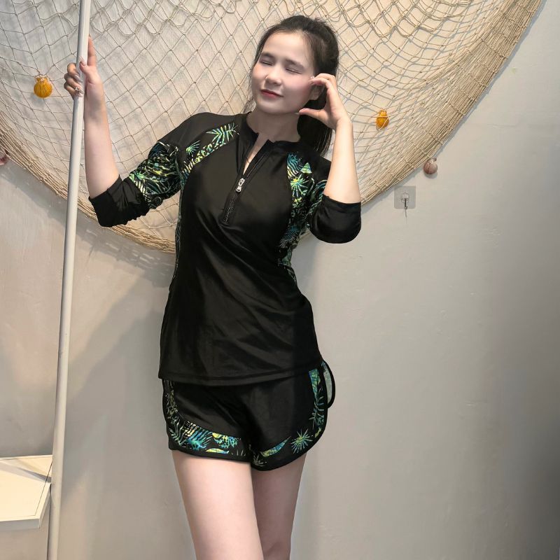 Bộ Đồ Bơi Nữ Tay Dài Quần Đùi SwimBros S21 – Chống Nắng, Kín Đáo image 3