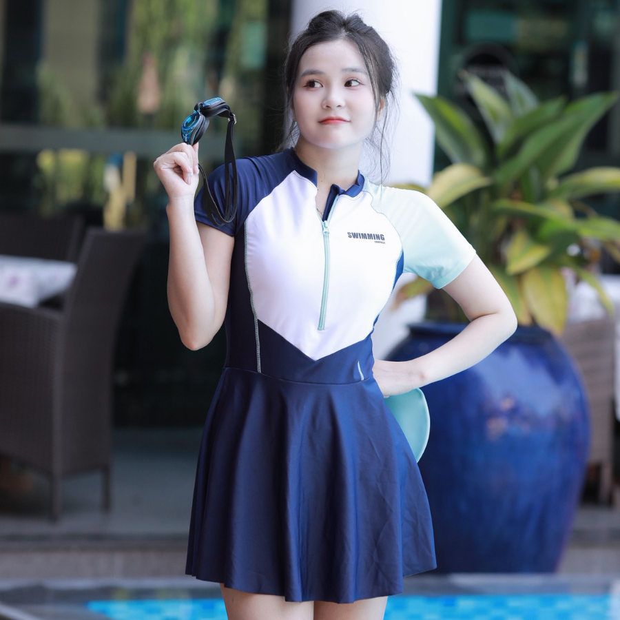 Váy Bơi Liền Thân SwimBros S16 – Vải Lụa Hàn Quốc Cao Cấp, Kín Đáo image 1