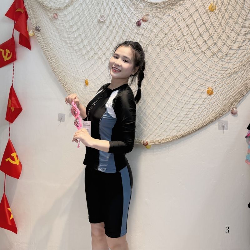 Bộ Đồ Bơi Nữ SwimBros S67 – Áo Tay Dài, Quần Lửng 5 Tấc Kín Đáo image 3