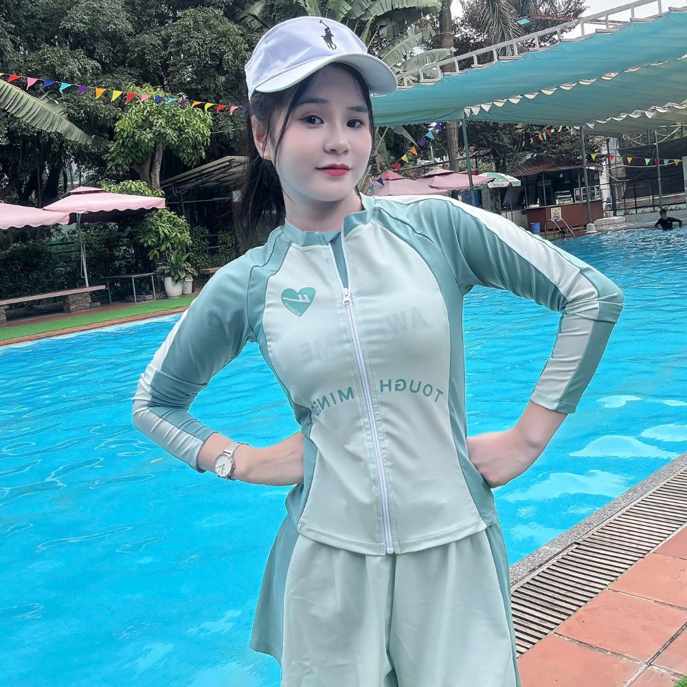 S1 - Set bơi nữ tay dài quần dài 4 chi tiết cao cấp image 4