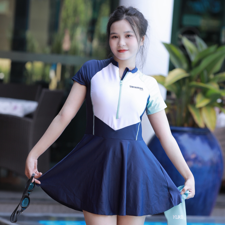 Váy Bơi Liền Thân SwimBros S16 – Vải Lụa Hàn Quốc Cao Cấp, Kín Đáo image 2