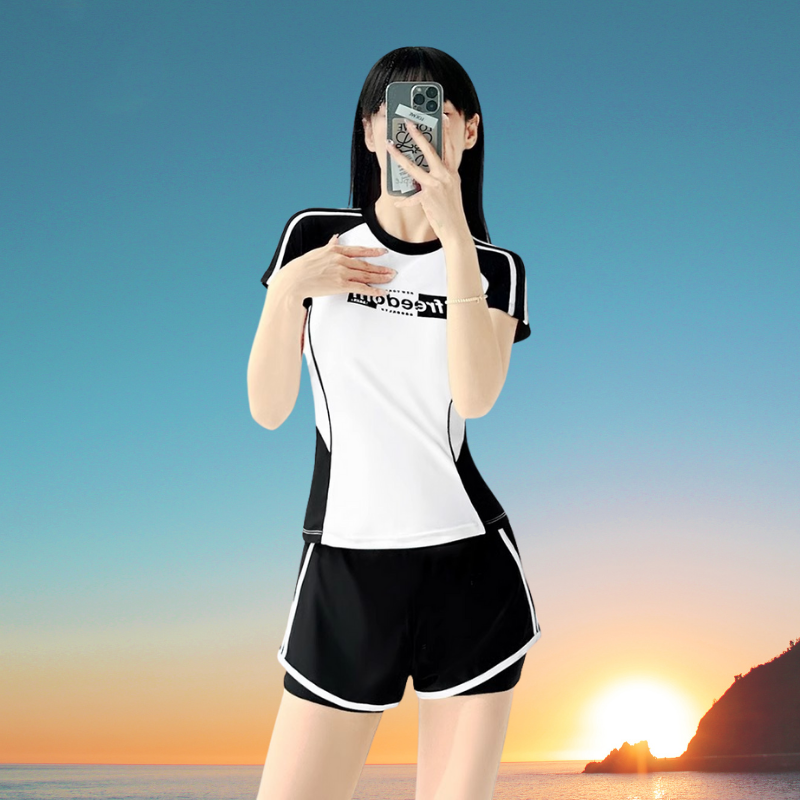 Bộ Đồ Bơi Thể Thao Nữ SwimBros S27 – Tay Ngắn, Quần Đùi, Co Giãn 4 Chiều