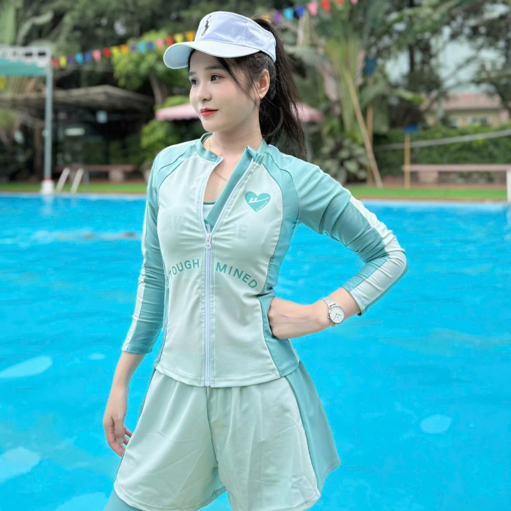 S1 - Set bơi nữ tay dài quần dài 4 chi tiết cao cấp image 5