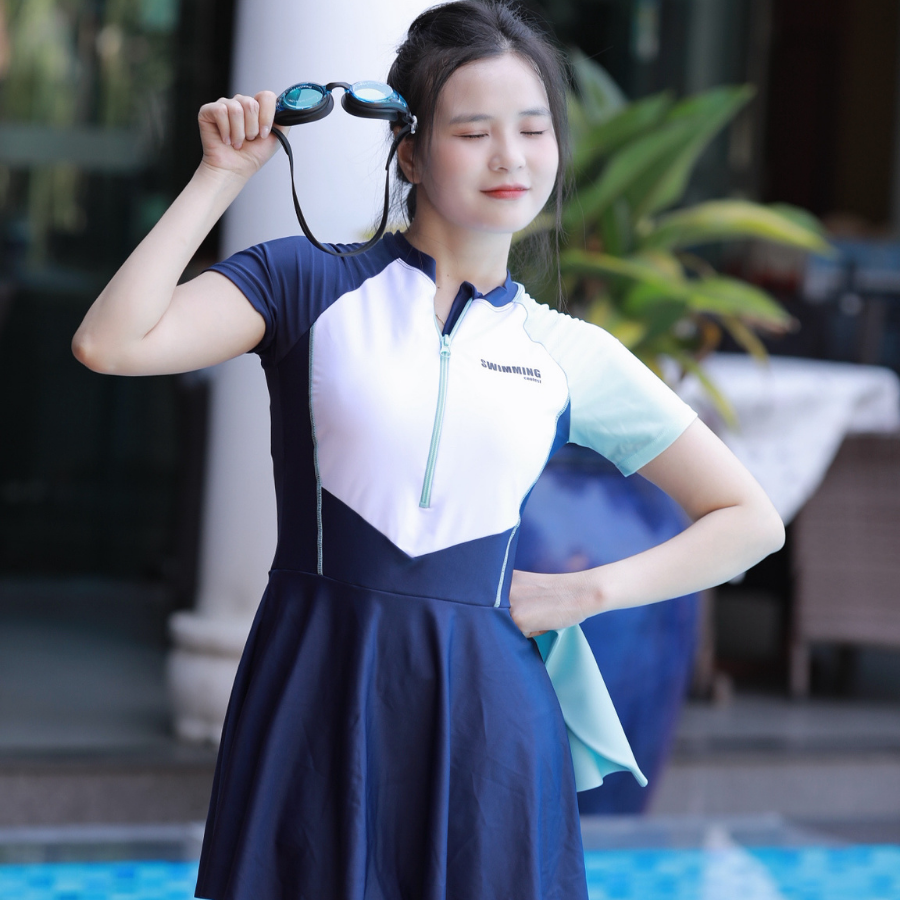 Váy Bơi Liền Thân SwimBros S16 – Vải Lụa Hàn Quốc Cao Cấp, Kín Đáo image 3
