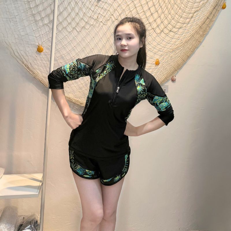 Bộ Đồ Bơi Nữ Tay Dài Quần Đùi SwimBros S21 – Chống Nắng, Kín Đáo image 5