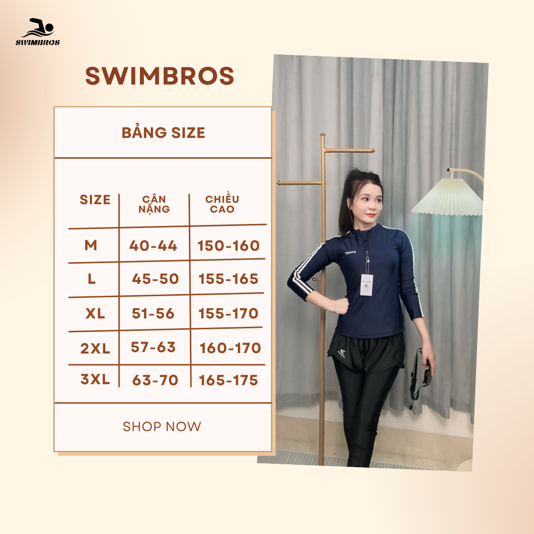 Bảng Size Bộ Đồ Bơi Nữ Swimbros S37 3 Món – Che Bụng, Co Giãn, Dáng Đẹp – Đi Biển, Du Lịch