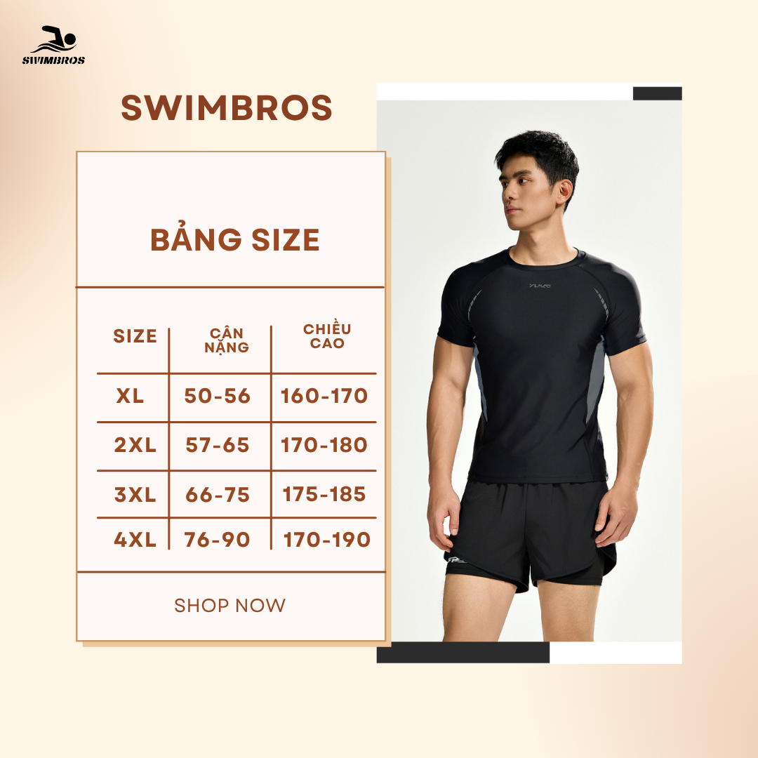 Bảng Size B1 - Bộ đồ bơi nam cao cấp màu đen