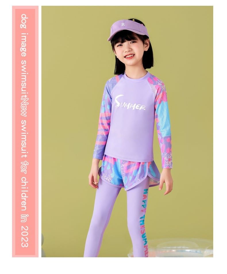 Bảng Size G111 Set Bơi 3 chi tiết Tay Dài Quần Dài Bé Gái