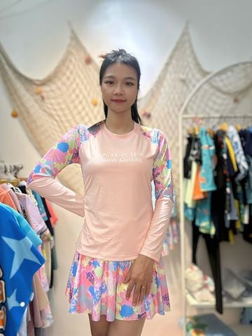Bảng Size G59 - Set bơi tay dài váy lưới Bé gái