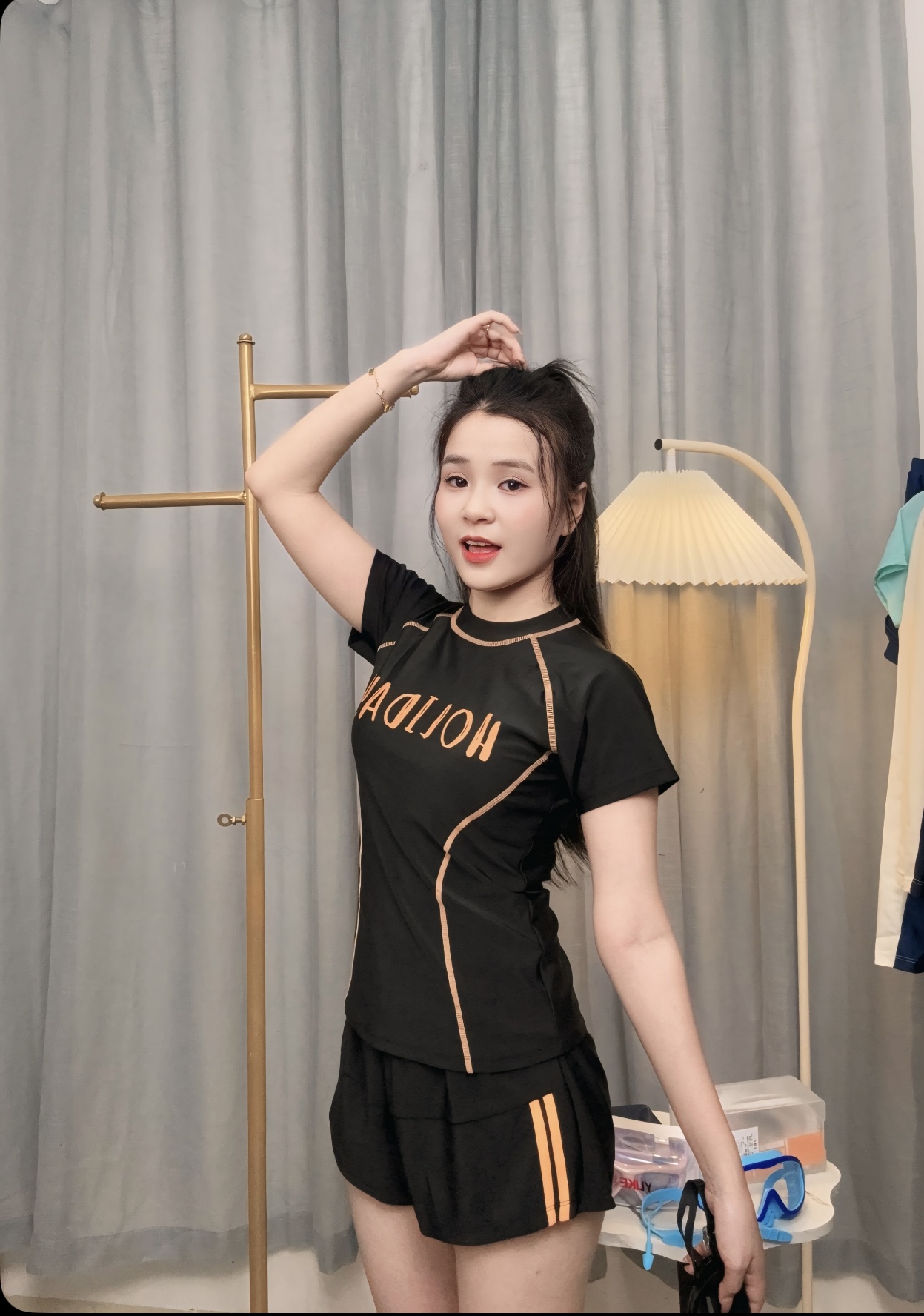 Bộ Đồ Bơi Thể Thao Nữ SwimBros S38 – Tay Ngắn Quần Đùi, Co Giãn 4 Chiều, Phong cách image 4