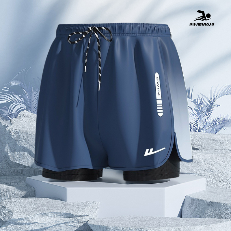 B6 - Quần bơi nam 2 lớp Xanh Swimbros image 2