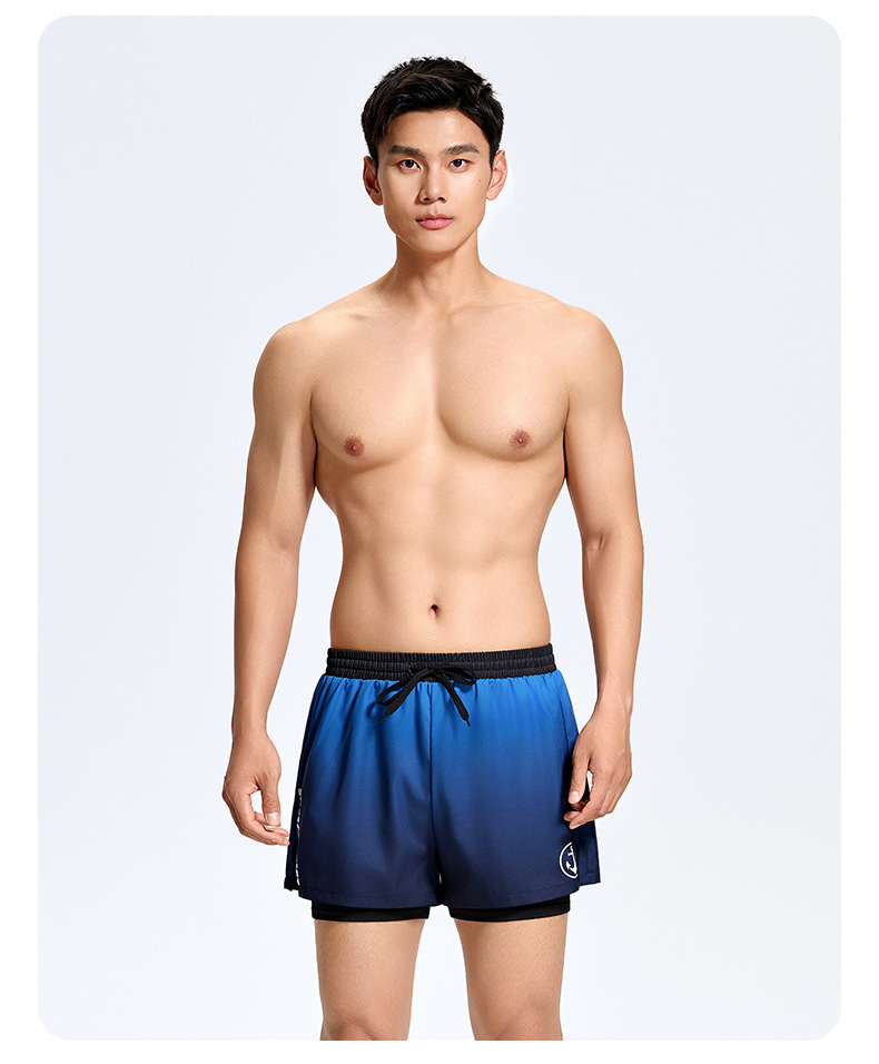 B10 - Quần bơi nam 2 lớp màu xanh đen Swimbros image 3