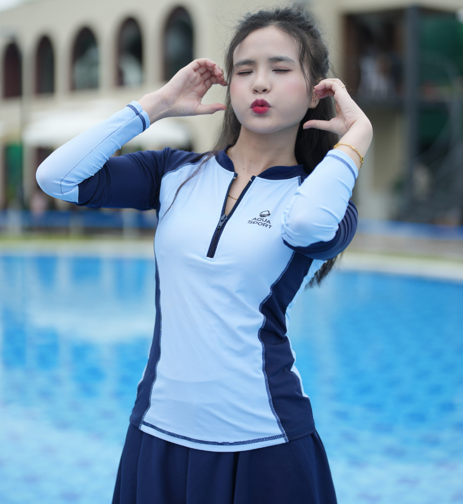 S41 -Set Bơi Tay Dài Váy Swimbros image 3