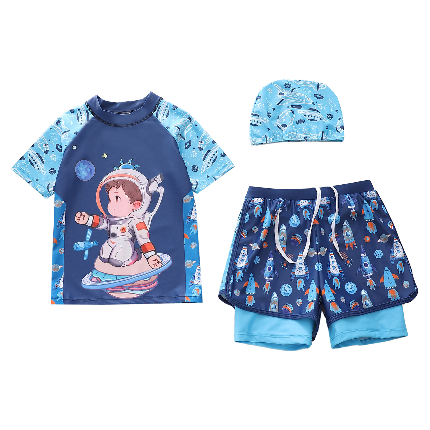 T26 - Set Bơi Bé Tay Đùi Quần Đùi 2 Lớp Cao Cấp Phi Hành Gia image 1