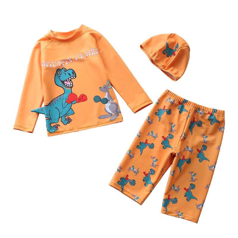 T28 - Set Bơi Bé Tay Dài Quần Lửng Cao Cấp Khủng Long