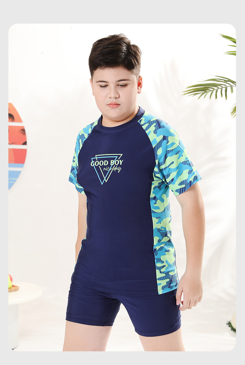 T66 - Bơi tay ngắn quần đùi bé trai 30kg - 80kg image 2