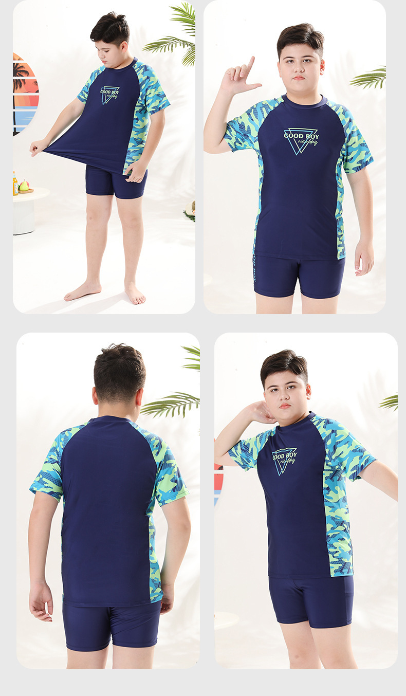 T66 - Bơi tay ngắn quần đùi bé trai 30kg - 80kg image 1