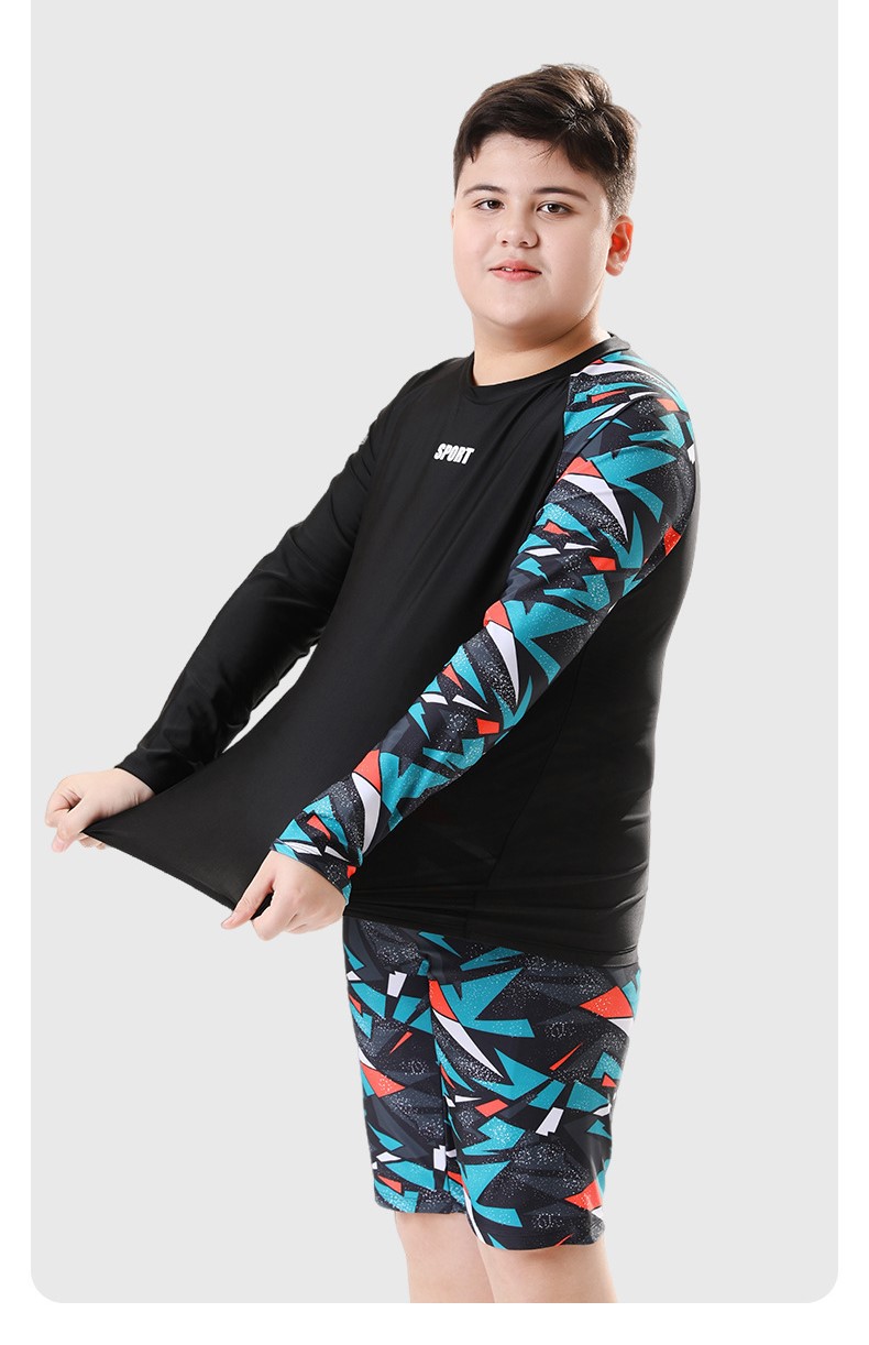 T74 - Set bơi bé trai tay dài  bé trai Sport 30kg -80kg Đen image 2