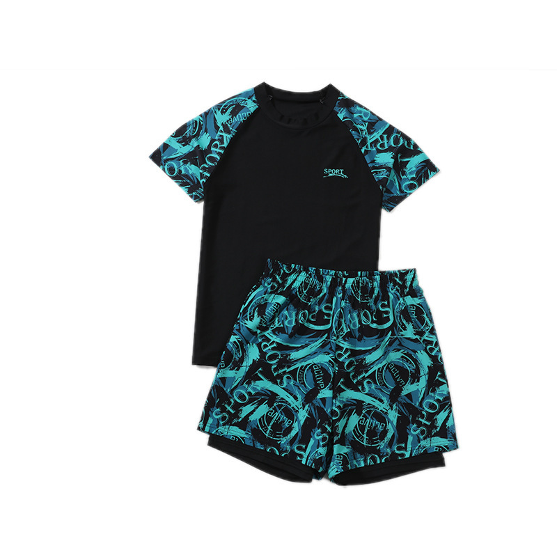 T84 - Set Bơi Bé Trai Tay Ngắn Bé Trai Sport Xanh Malachite