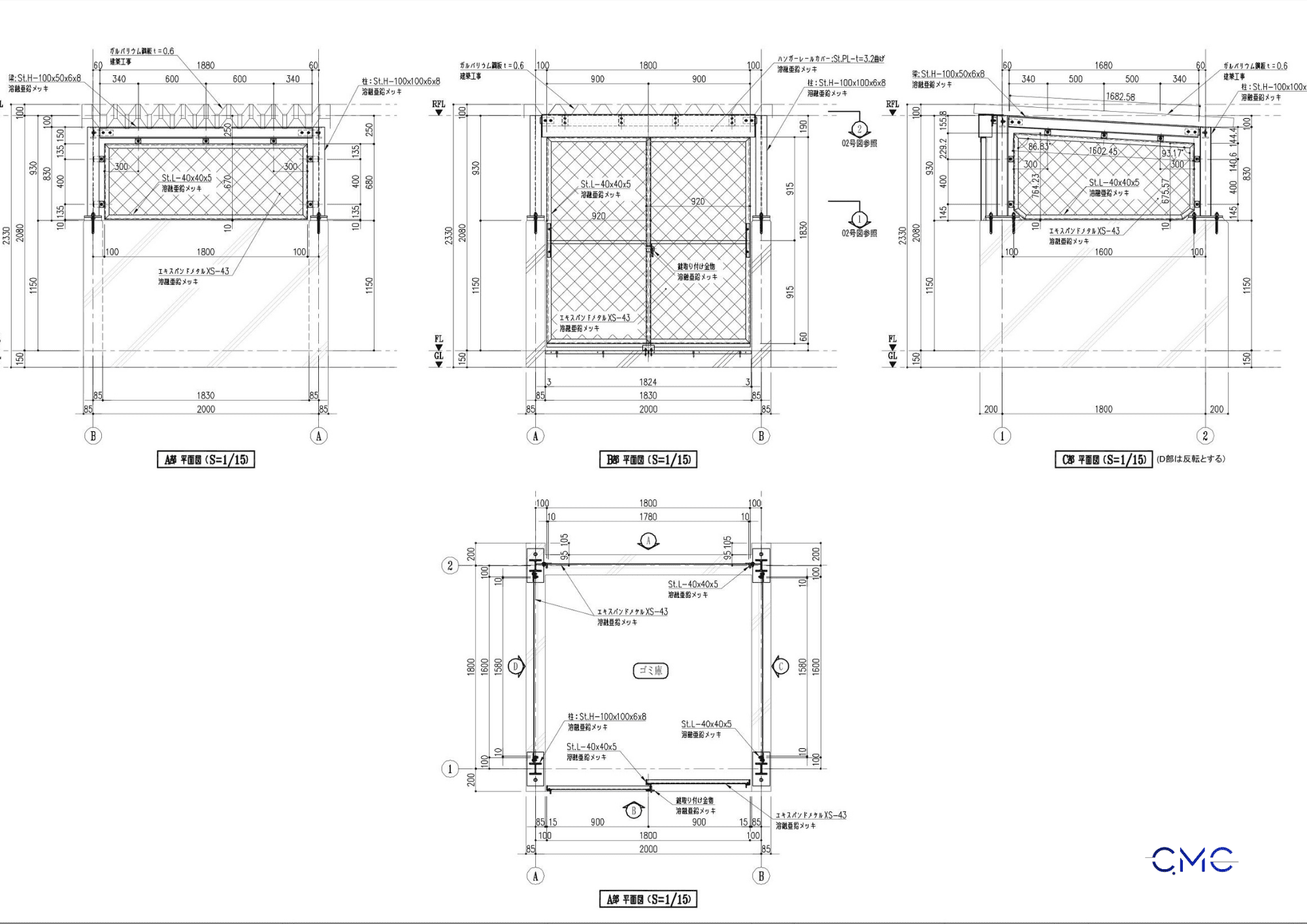 Technical Drawing Design for an Outdoor Waste Storage Facility: An Optimized Solution from CMC Architects