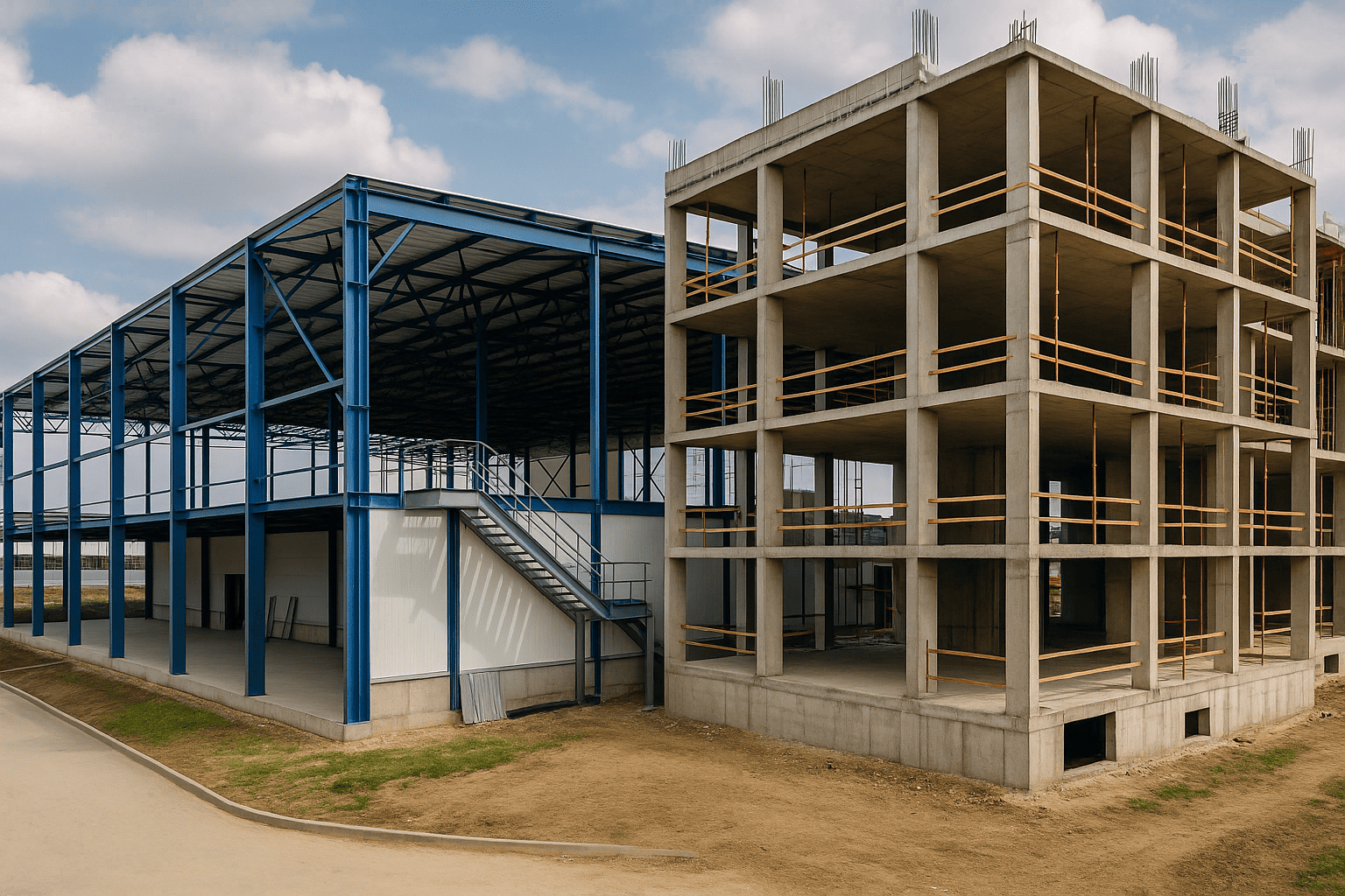 Difference between steel and reinforced concrete structures
