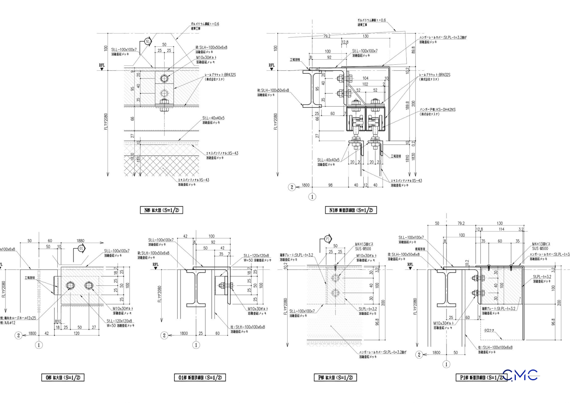 Detailed drawing of the outdoor trash storage connection