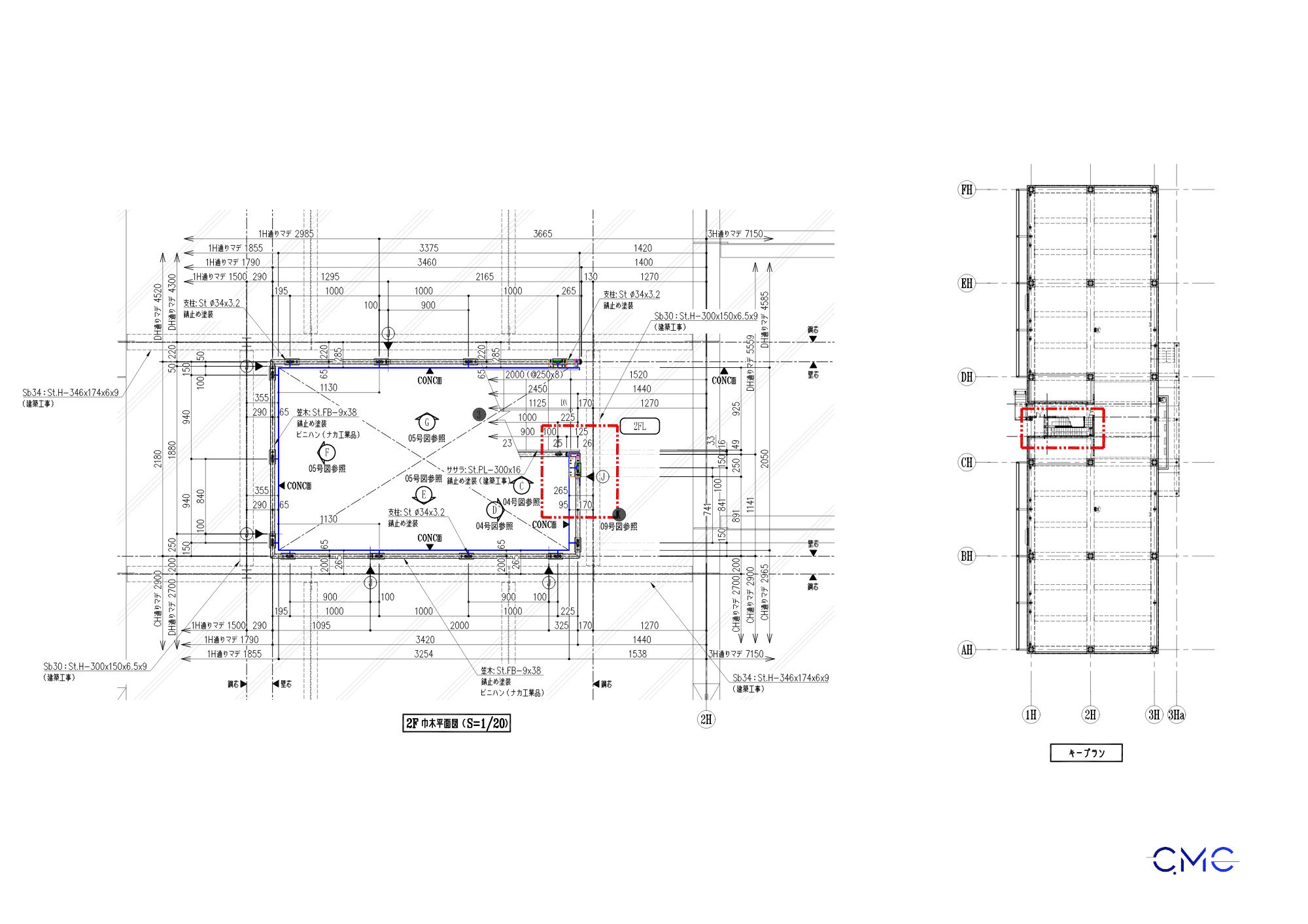 AutoCAD 2D first floor stair railing plan drawing