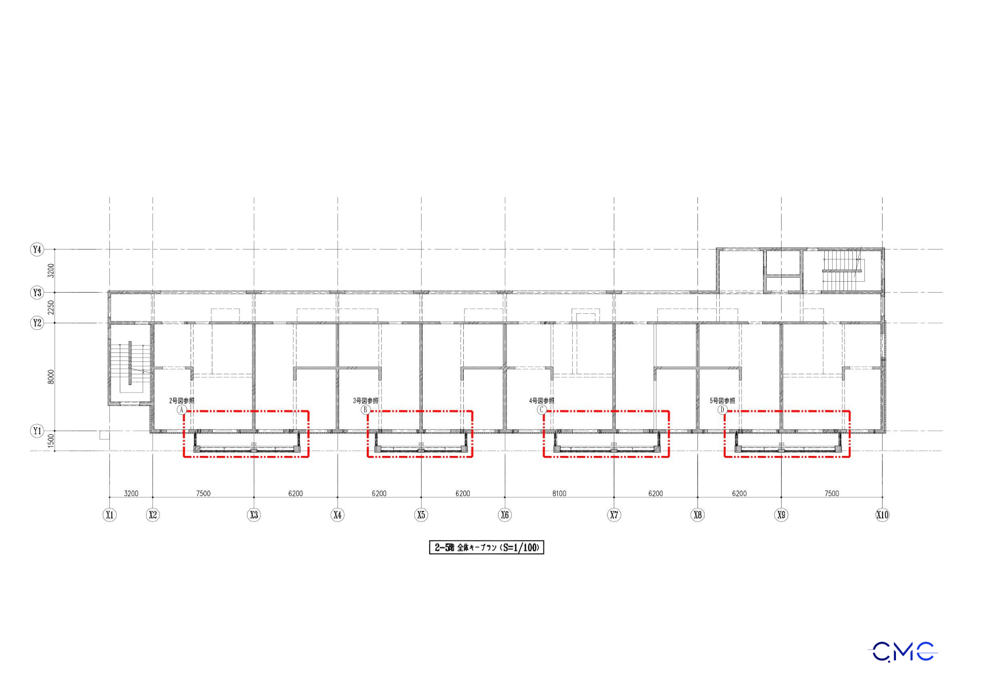 Overall plan drawing of aluminum balcony railings