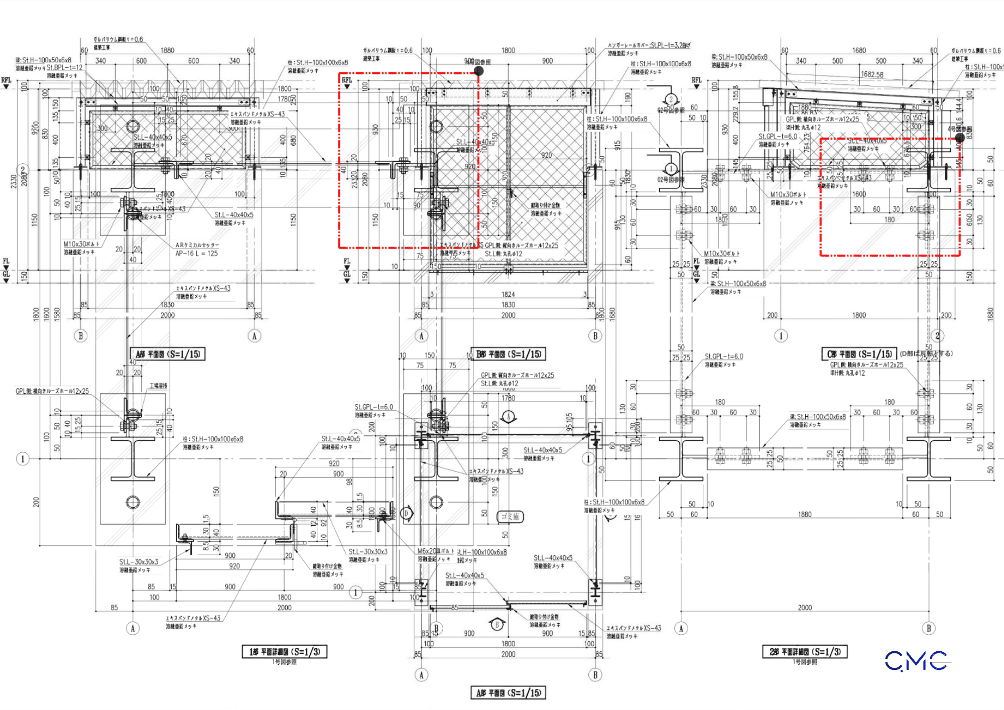 Floor plan drawing of outdoor waste storage facility with dimensions and layout