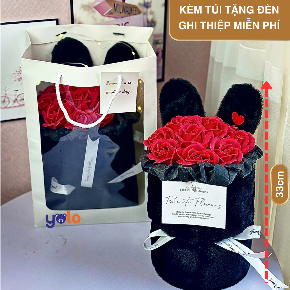 Bó Hoa sáp tai thỏ 11 bông hoa quà tặng valentine,8/3,sinh nhật...