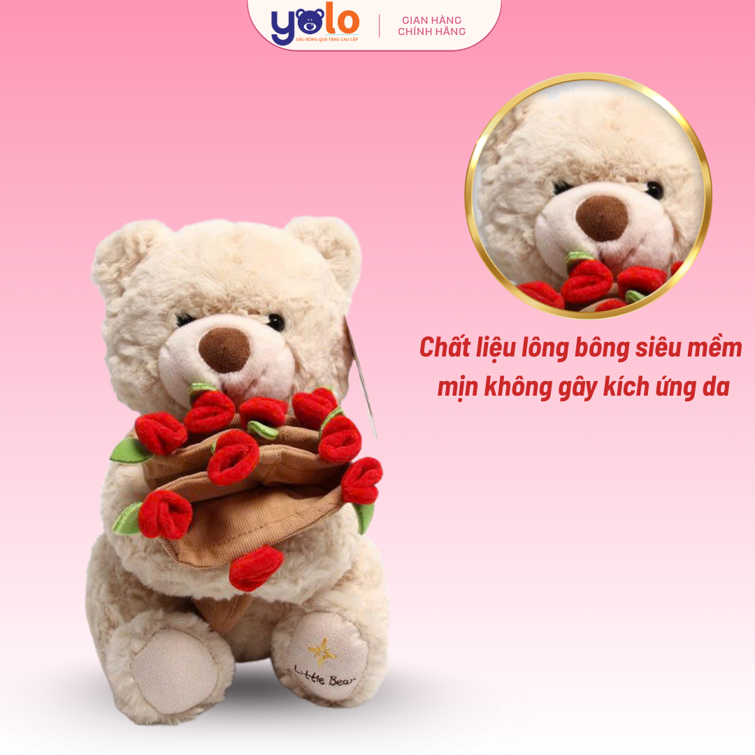 TEDDY ÔM HOA SIÊU DỄ THƯƠNG – QUÀ TẶNG NGỌT NGÀO