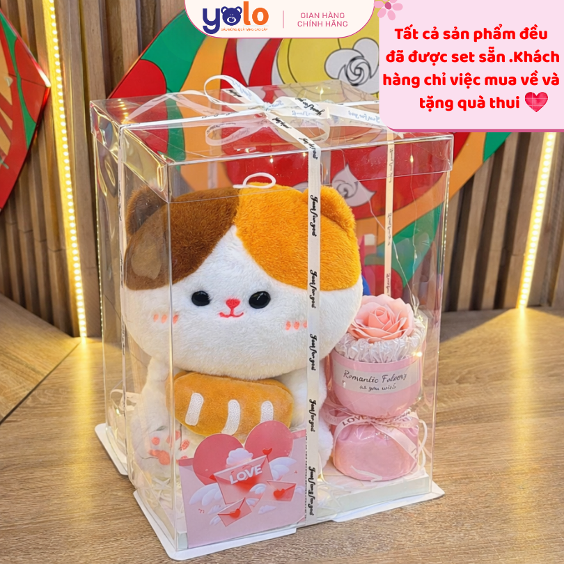 Sét quà tặng gấu bông baby three, lena, kuromi. gấu bông quà tặng đựng trong hộp trong suốt quà tặng cute